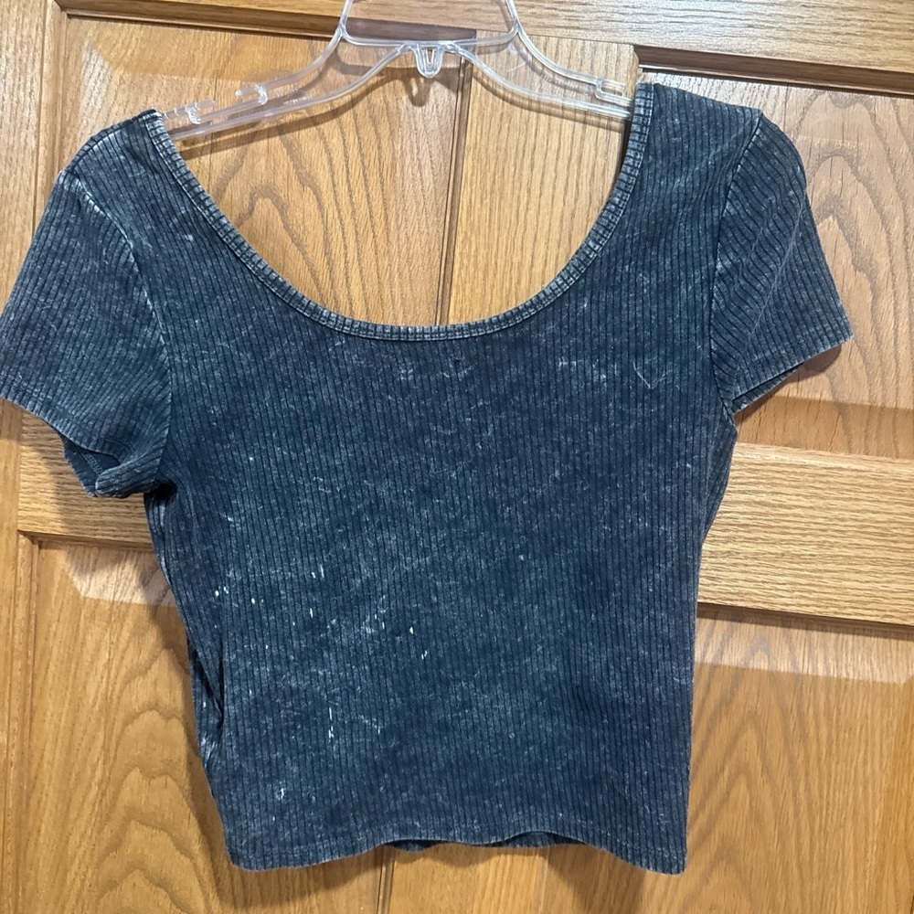 Wild Fable Charcoal Ribbed Crop Top